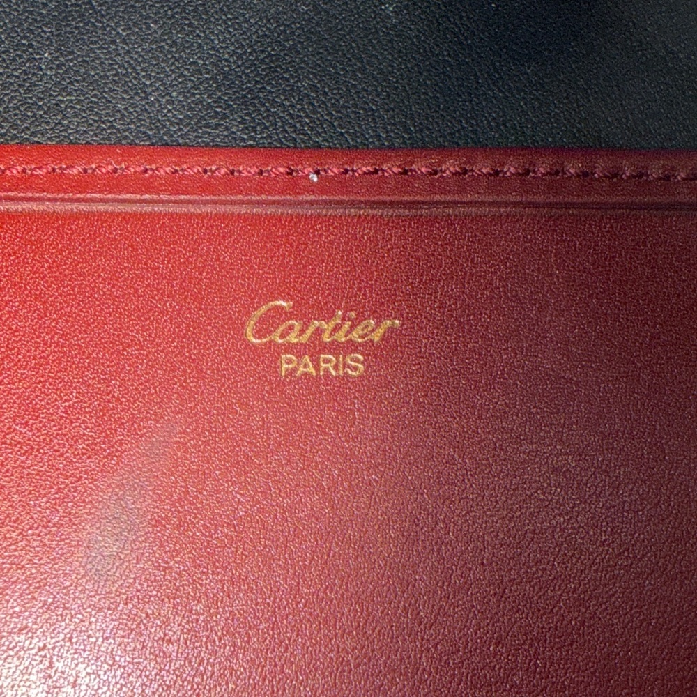 Cartier Burgundy Leather Clutch with Gold Accents travel Passport - Picture 9 of 12